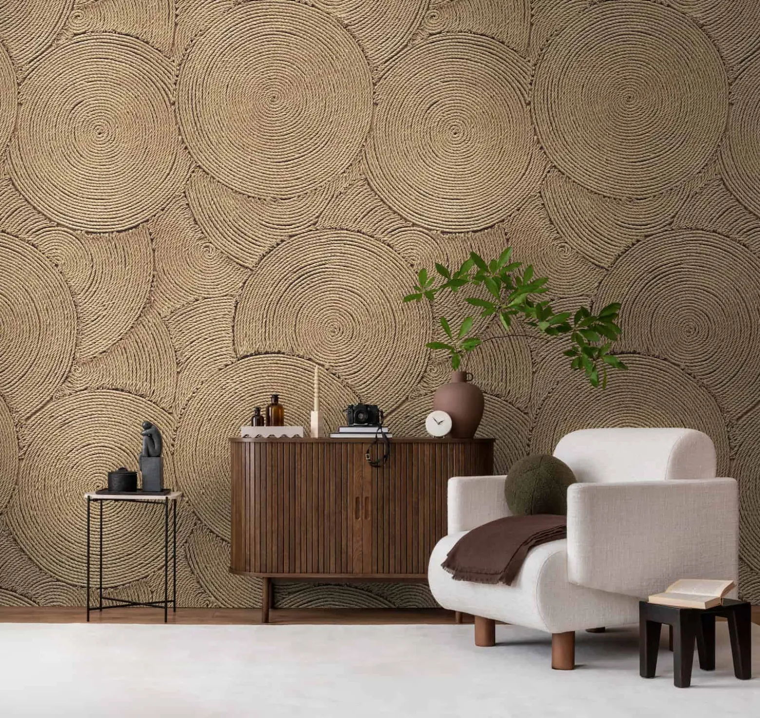 Fototapete Grafisch Kreise Geflecht Beige Braun 79218-1