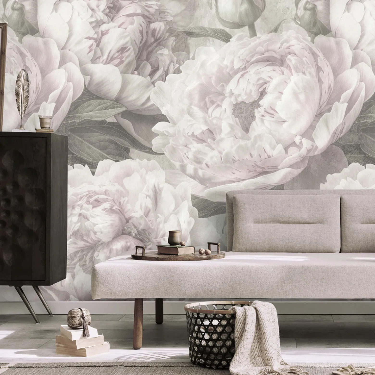 Fototapete Guido Maria Kretschmer Blumen grau creme