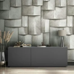 Fototapete Holzoptik 3D-Effekt Grafik Creme 35390