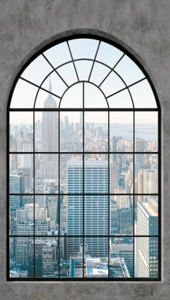 Fototapete Industrial Fenster Grau Blau ML6201