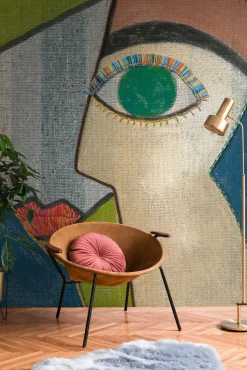 Fototapete Kunst Textiloptik Blau Grün 39890-1