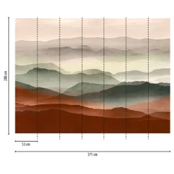 Fototapete Landschaft Berge Orange Grün 39897-1