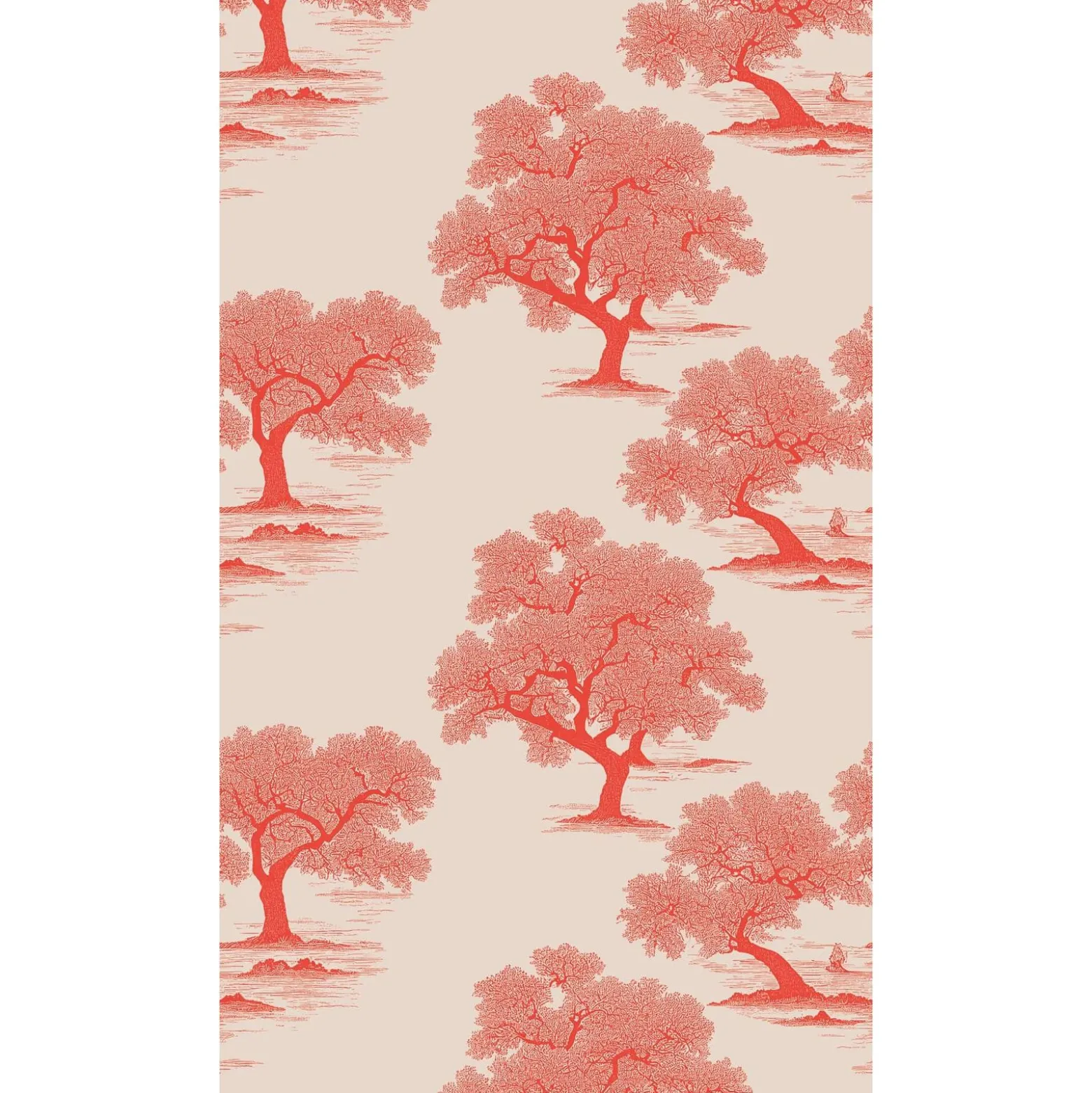 Fototapete Landschaft Bäume Creme Rot 39876-1