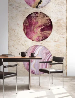 Fototapete Marmoroptik Grafisch Beige Lila Gold 39851-1