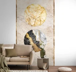 Fototapete Marmoroptik Grafisch Beige Grau Gold 39850-1