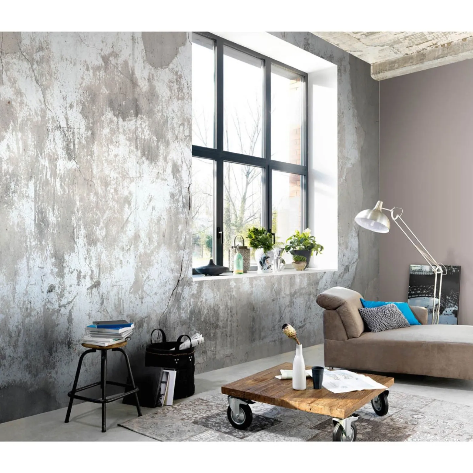 Fototapete Mauer Betonoptik Used-Look Grau Beige 2226-15