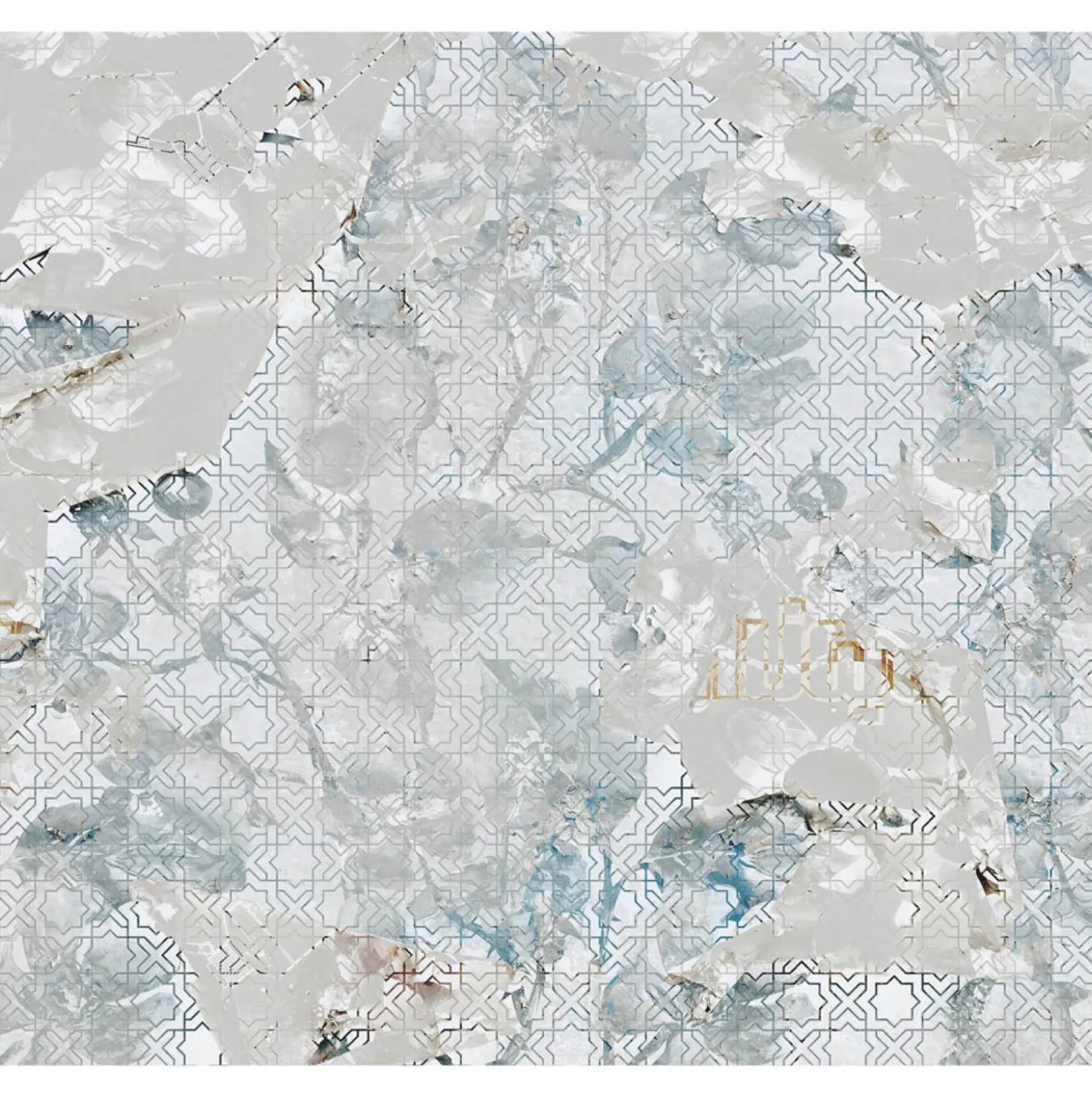 Fototapete Mosaik Fliesen Floral Grau Blau 2250-10