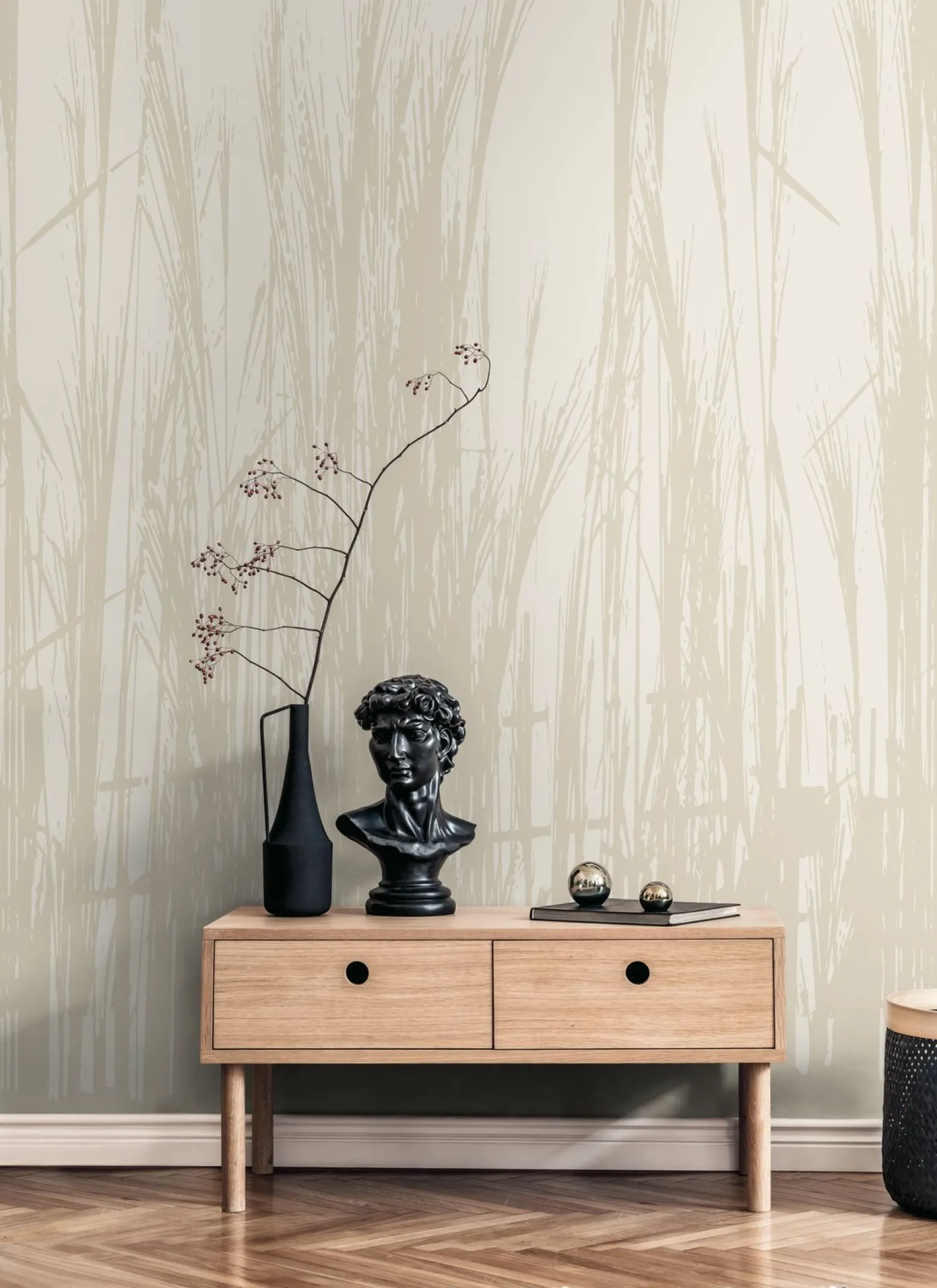 Fototapete Natur Gräser Schilf Beige Creme 39878-1