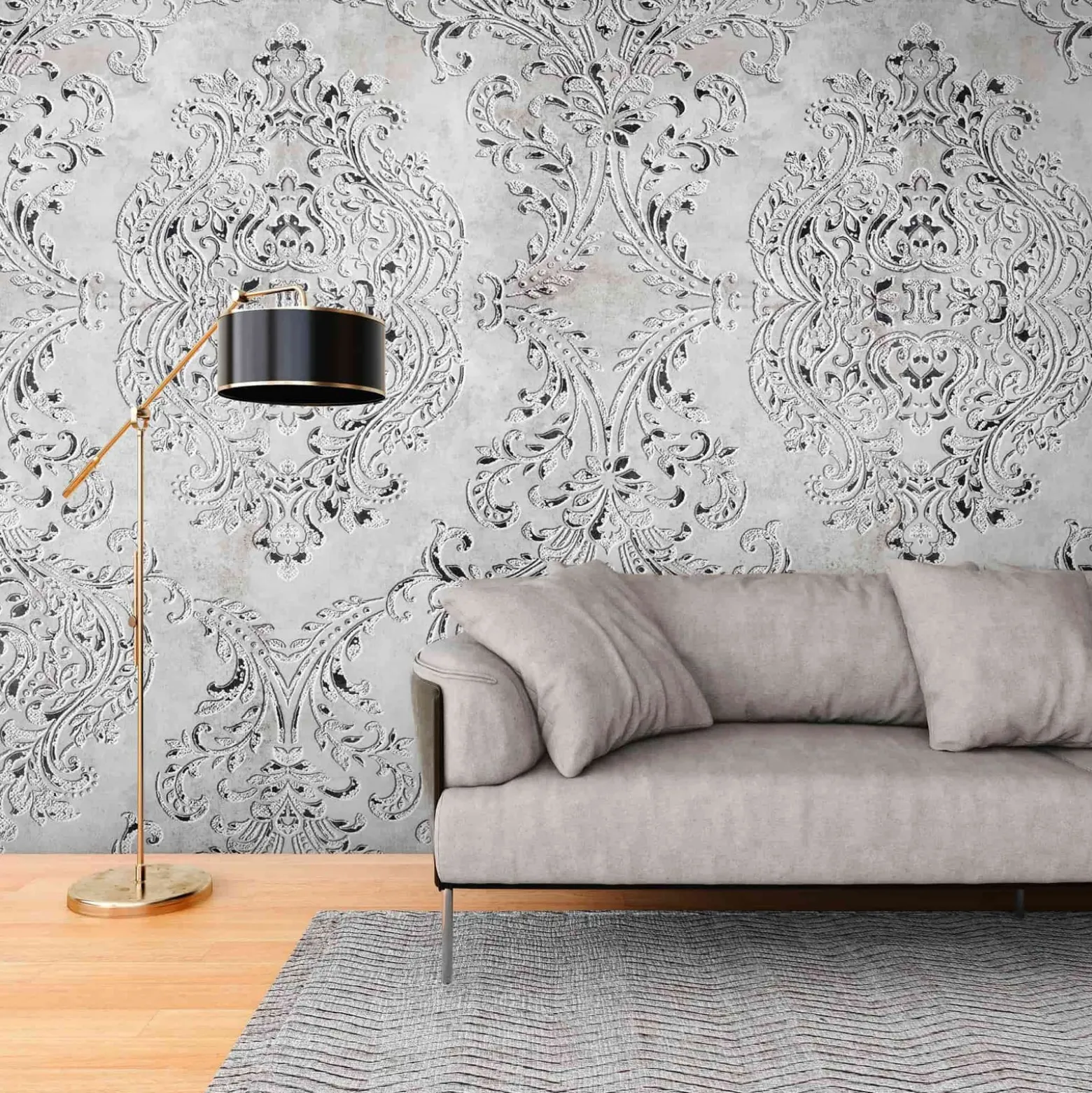 Fototapete Ornamente Barock Vintage Grau 39835-1