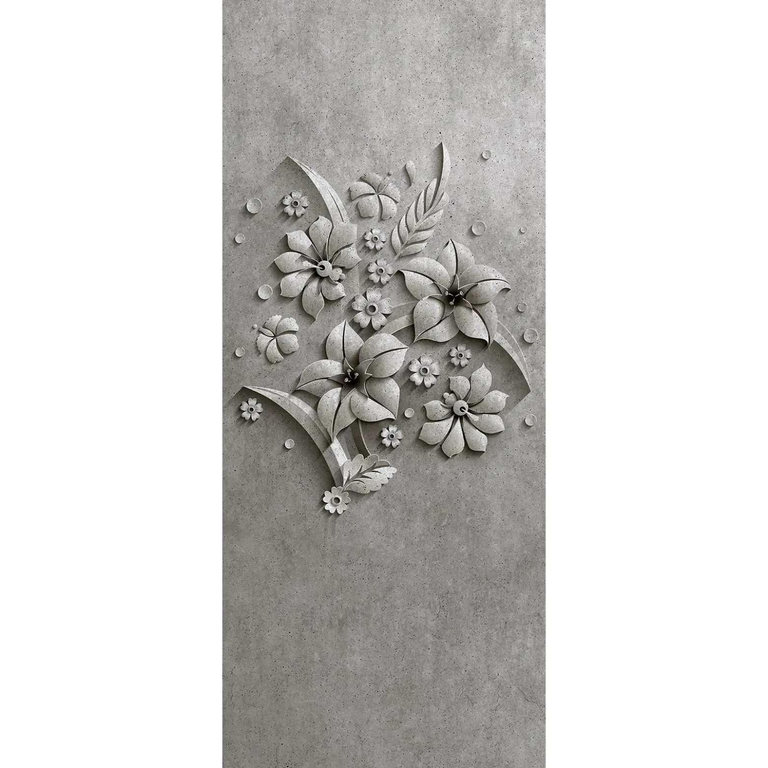 Fototapete Panel Vlies 3D Blumen Beton grau Premium