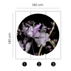 Fototapete rund Guido Maria Kretschmer Floral schwarz lila