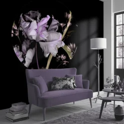 Fototapete rund Guido Maria Kretschmer Floral schwarz lila