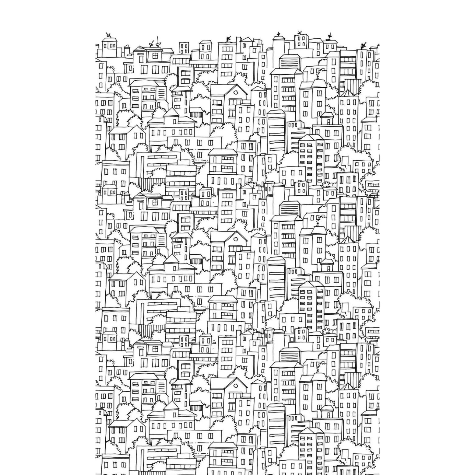 Fototapete Stadt Häuser Skyline Weiß Schwarz 39860-1