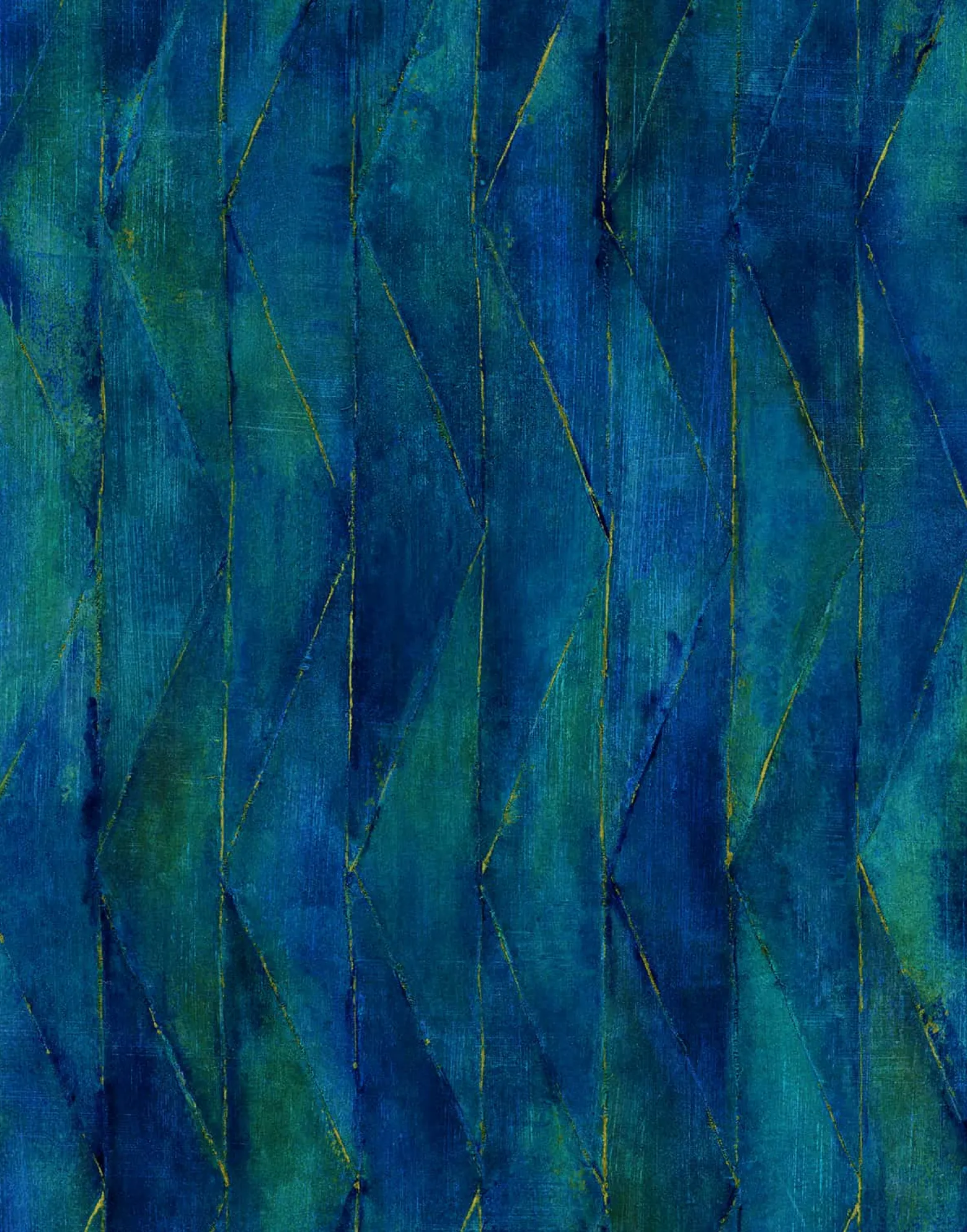 Fototapete Textil Vintage Dreiecke Grafisch blau Marburg
