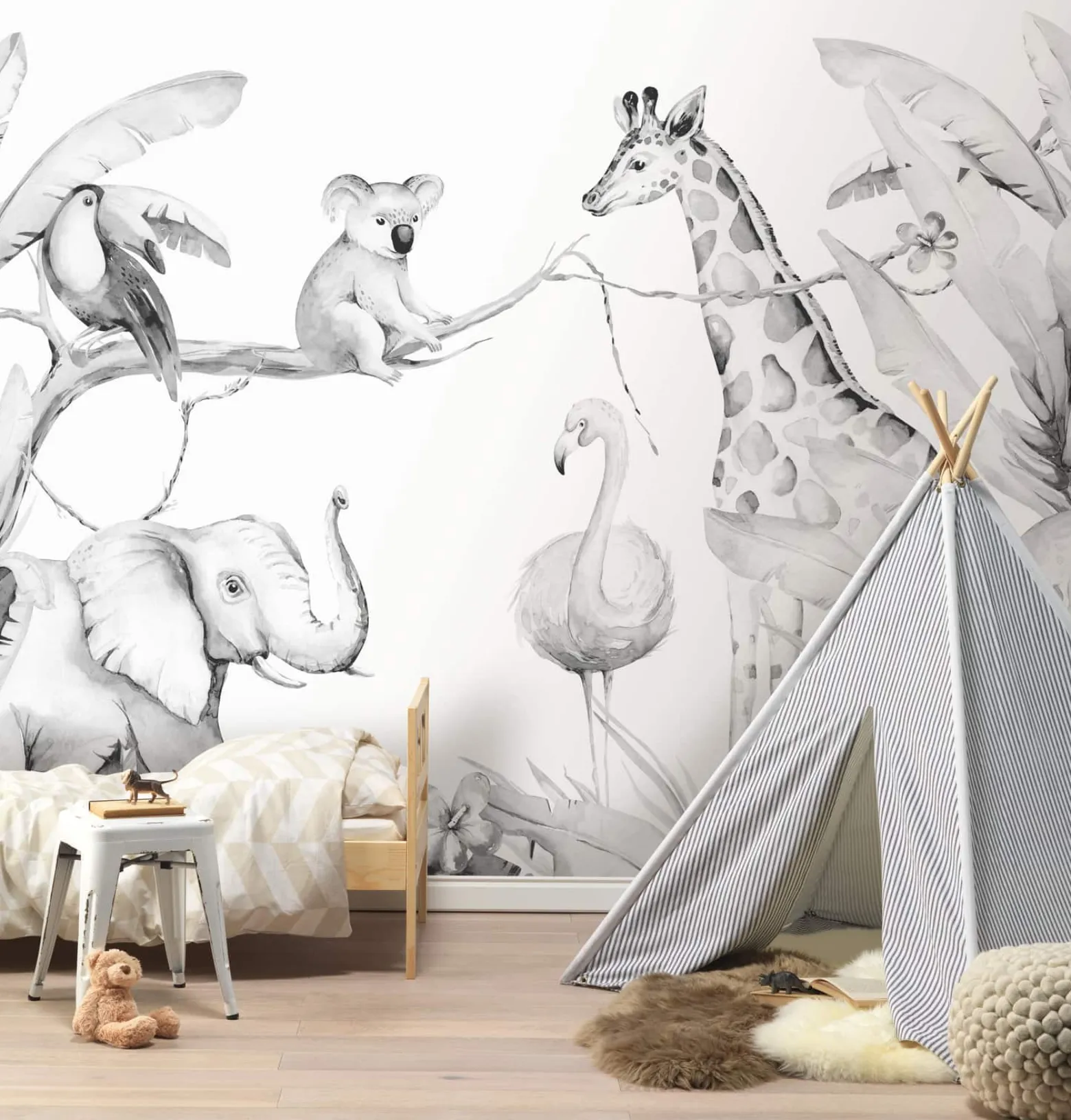 Fototapete Tiere Wald Grau 253320 Rasch Kindertapete