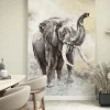 Fototapete Tiermotiv Elefant Nebel Beige Anthrazit 33099