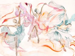 Fototapete Tänzerinnen Aquarell Weiß Rosa Blau ML2201