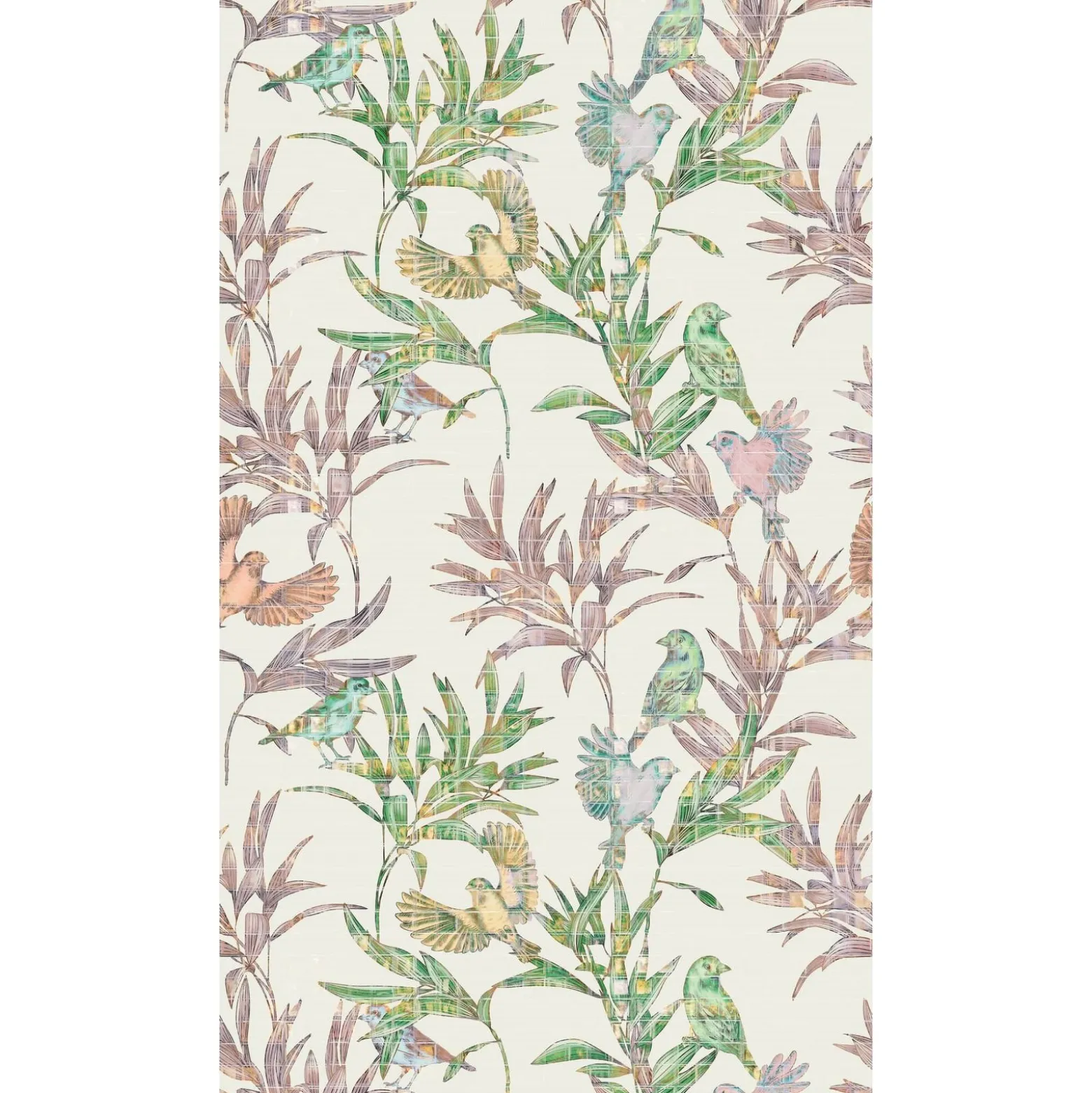 Fototapete Vögel Exotisch Floral Weiß Rosa Grün 39879-1