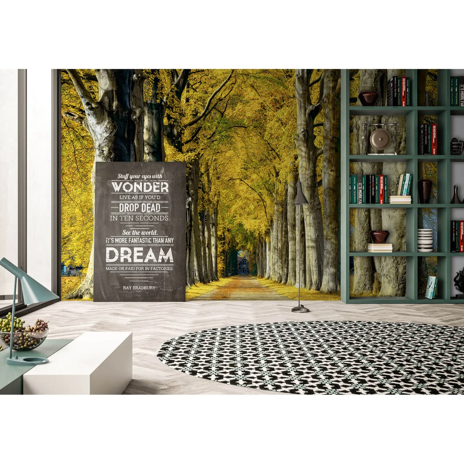 Fototapete Vlies Allee Wald Bäume braun creme