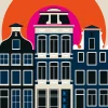 Fototapete Vlies Amsterdam Skyline Retro orange