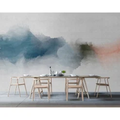 Fototapete Vlies Aquarell Kunst grau blau Premium