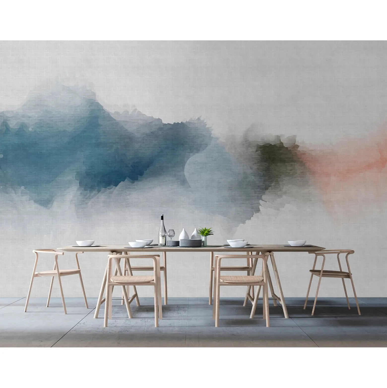 Fototapete Vlies Aquarell Kunst grau blau Premium