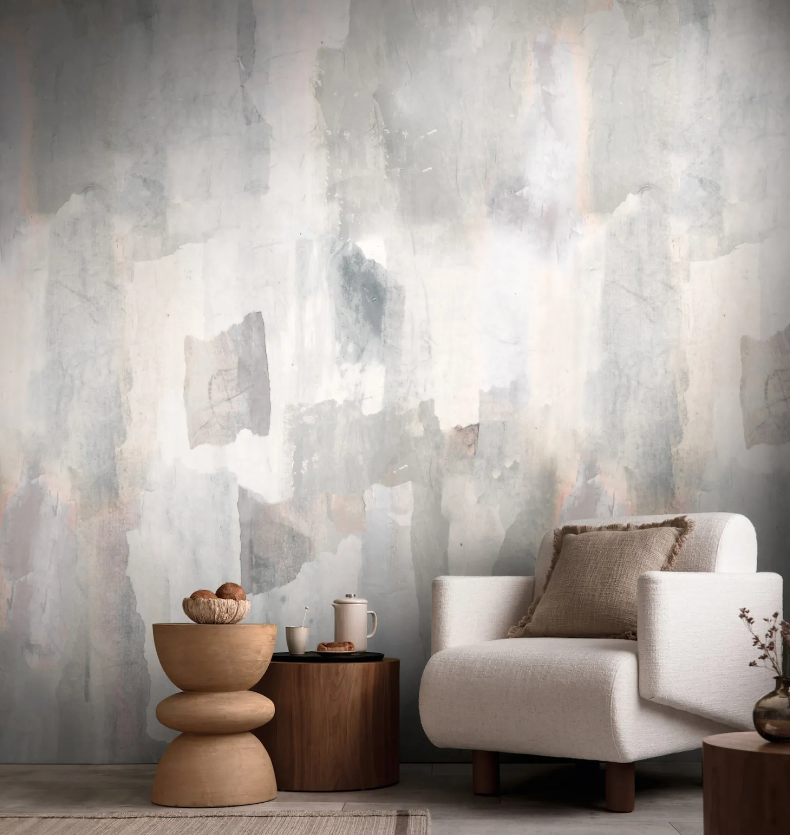 Fototapete Vlies Aquarell Optik Grau Creme 78207-3