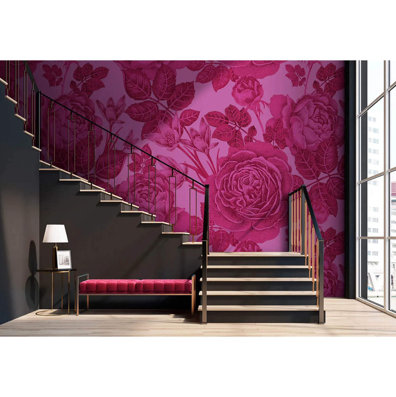 Fototapete Vlies Baccara-Rose Floral pink rot Premium