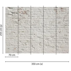 Fototapete Vlies Backstein-Mauer weiß-grau braun
