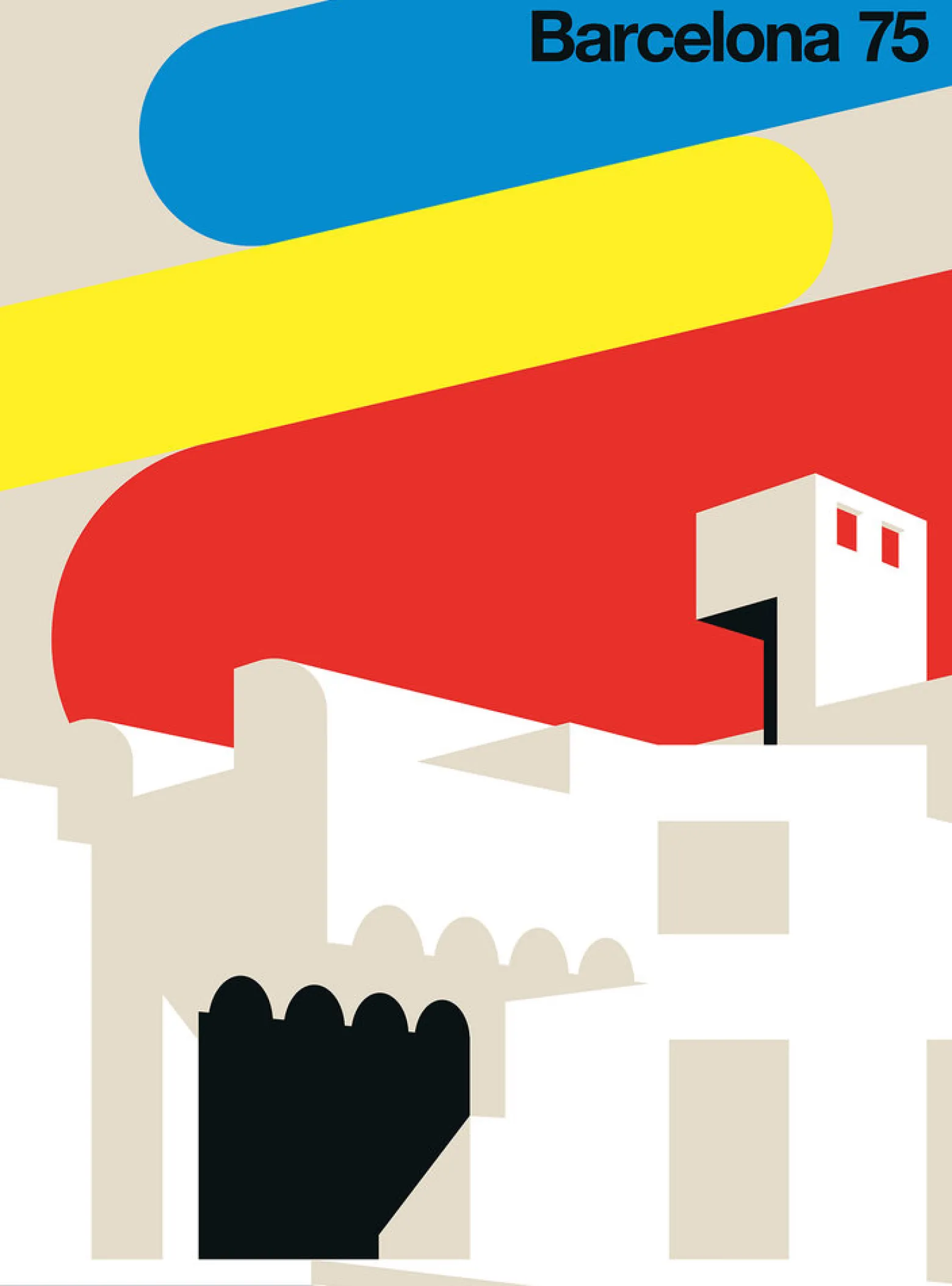 Fototapete Vlies Barcelona Retro bunt beige