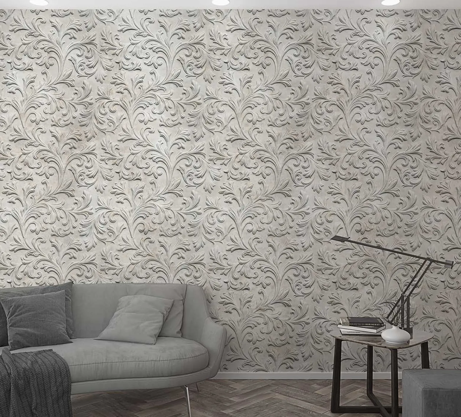 Fototapete Vlies Barock 3D Ornamente greige 47236