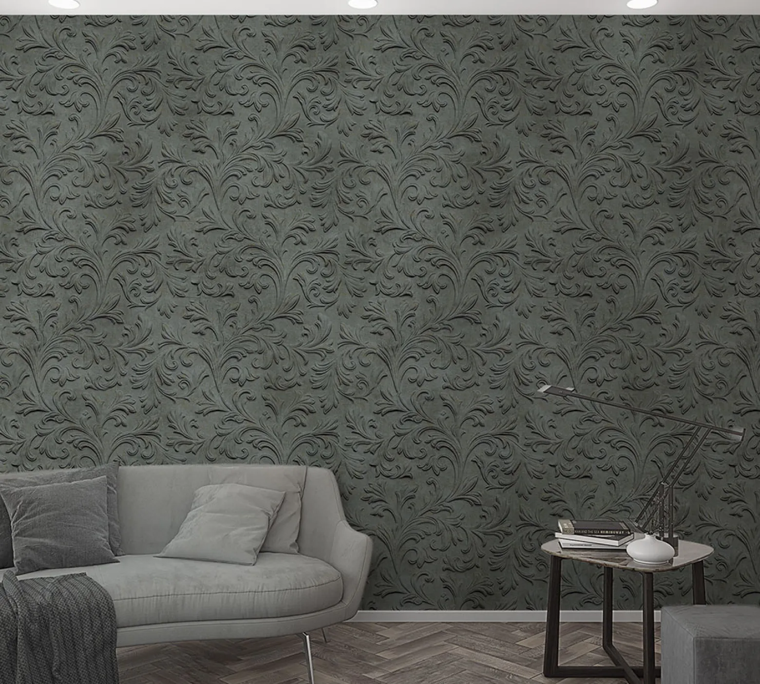 Fototapete Vlies Barock 3D Ornamente anthrazit 47235