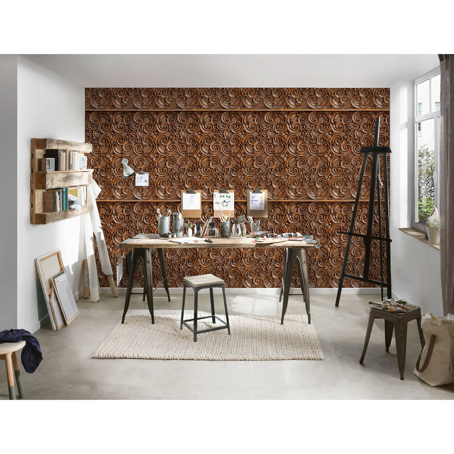 Fototapete Vlies Barock Ornamente braun