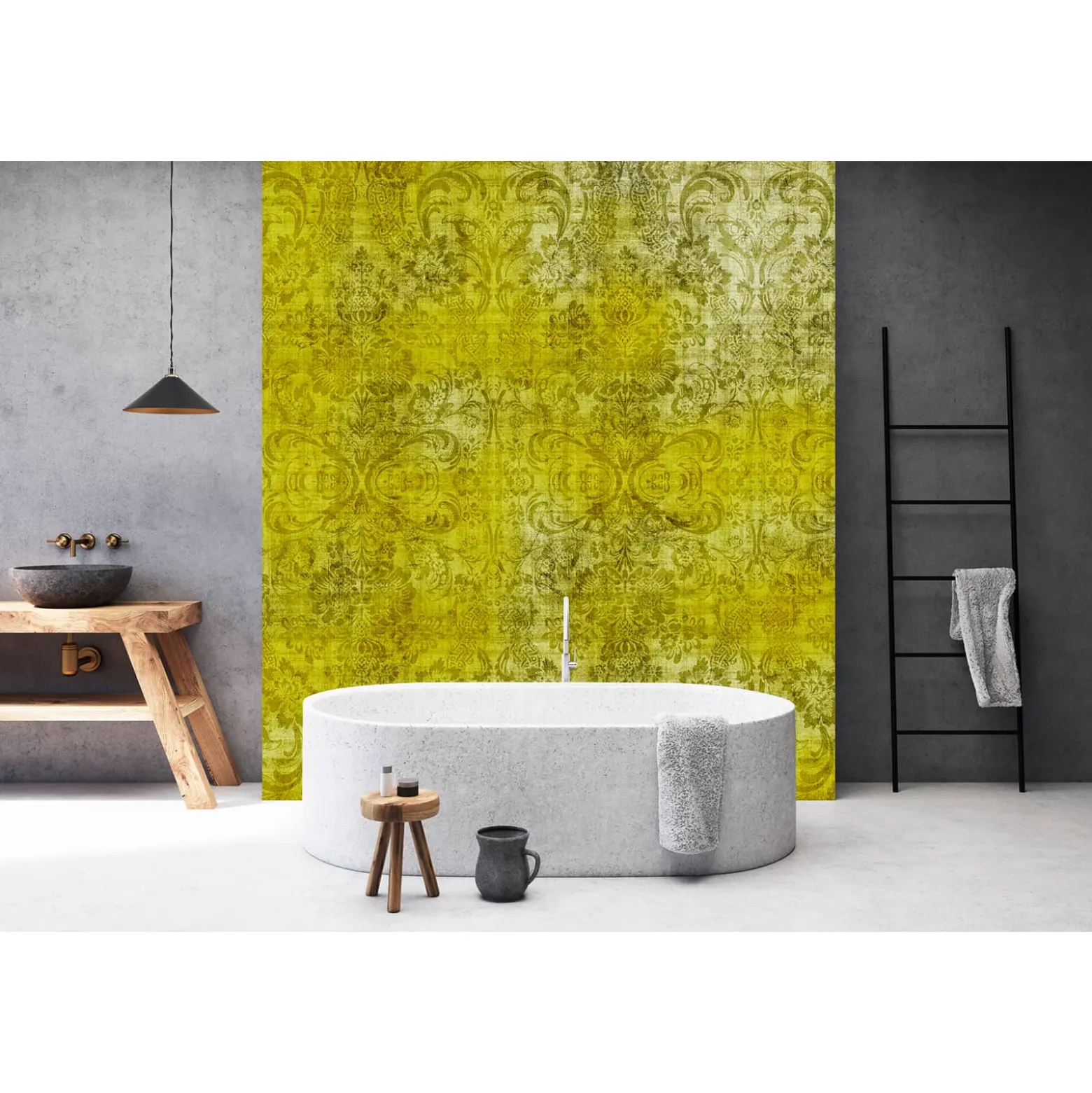 Fototapete Vlies Barock Ornamente Vintage gelb Premium