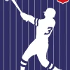 Fototapete Vlies Baseball Retro lila weiß rot