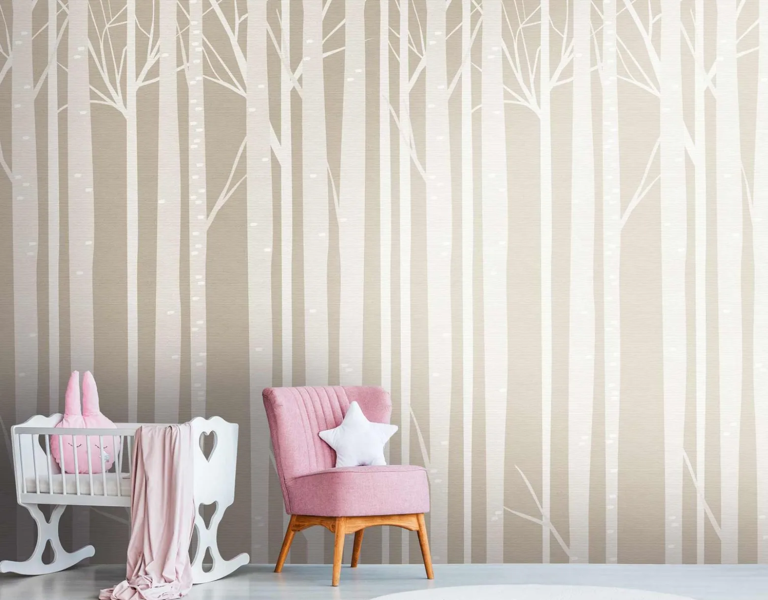 Fototapete Vlies Baumstämme Birke taupe beige 38295-1