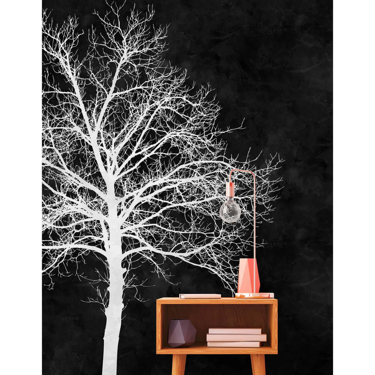 Fototapete Vlies Baum Tafel schwarz weiß Premium