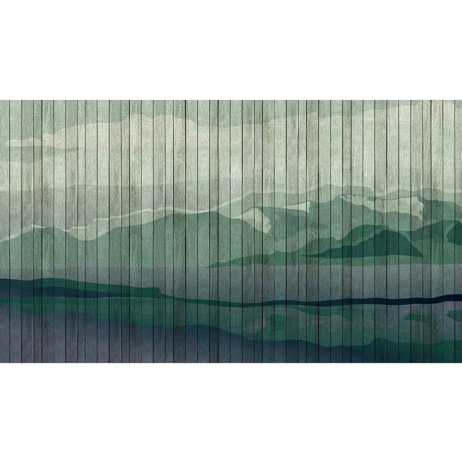 Fototapete Vlies Berge Aquarell Holz türkis Premium