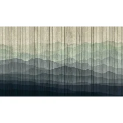 Fototapete Vlies Berge Aquarell Holz beige Premium