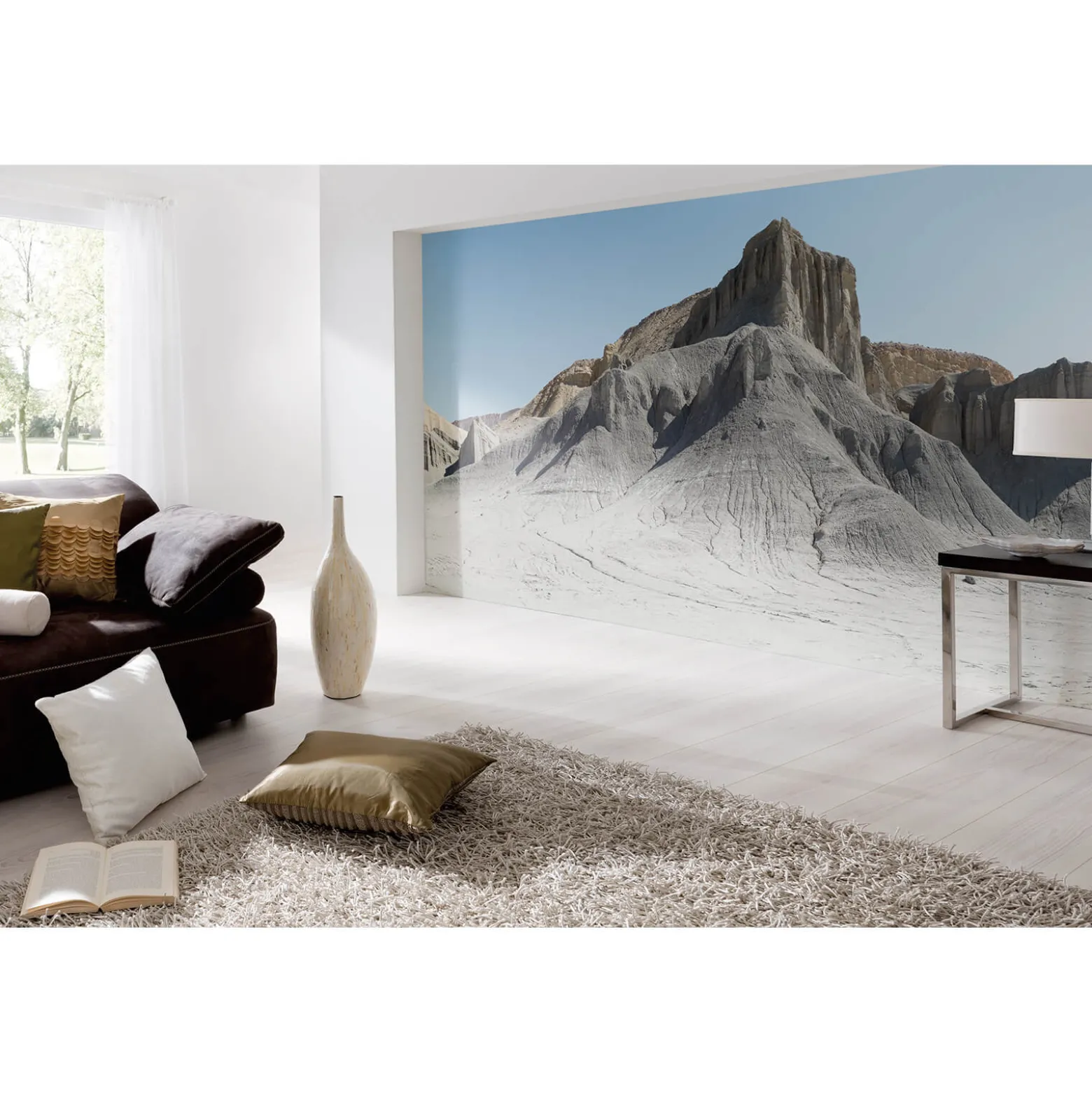 Fototapete Vlies Berge Felsen Wüste grau blau