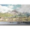 Fototapete Vlies Berge Landschaft grau blau Premium
