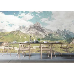 Fototapete Vlies Berge Landschaft grau blau Premium