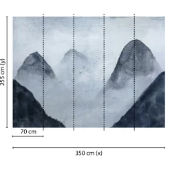 Fototapete Vlies Berge Vögel Neben grau schwarz