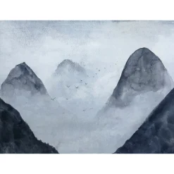 Fototapete Vlies Berge Vögel Neben grau schwarz