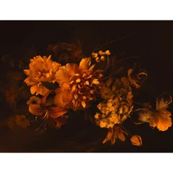Fototapete Vlies Blüten Blumen Floral orange schwarz