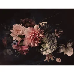 Fototapete Vlies Blüten Blumen Floral rosa grün schwarz