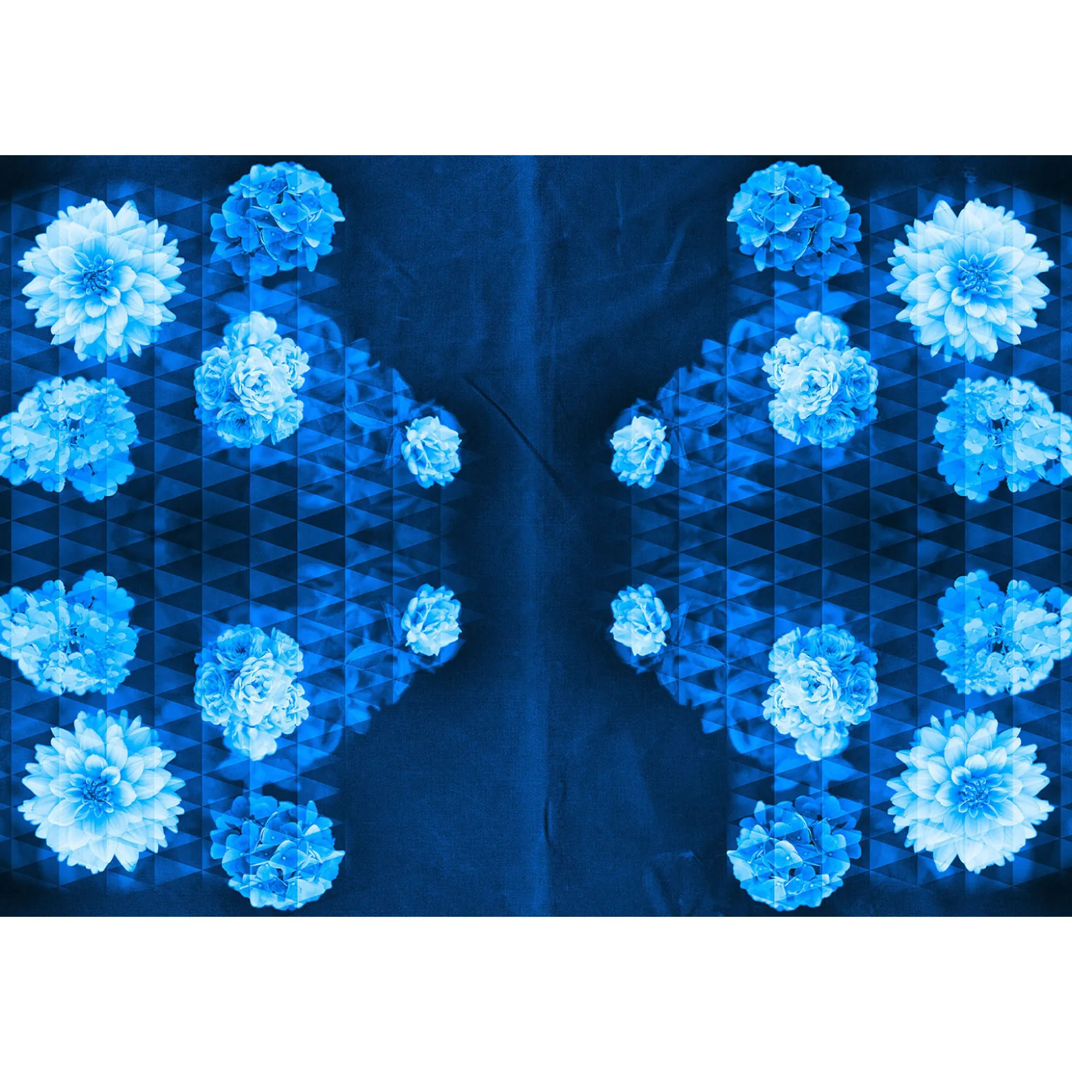 Fototapete Vlies Blüten Floral Dreiecke blau