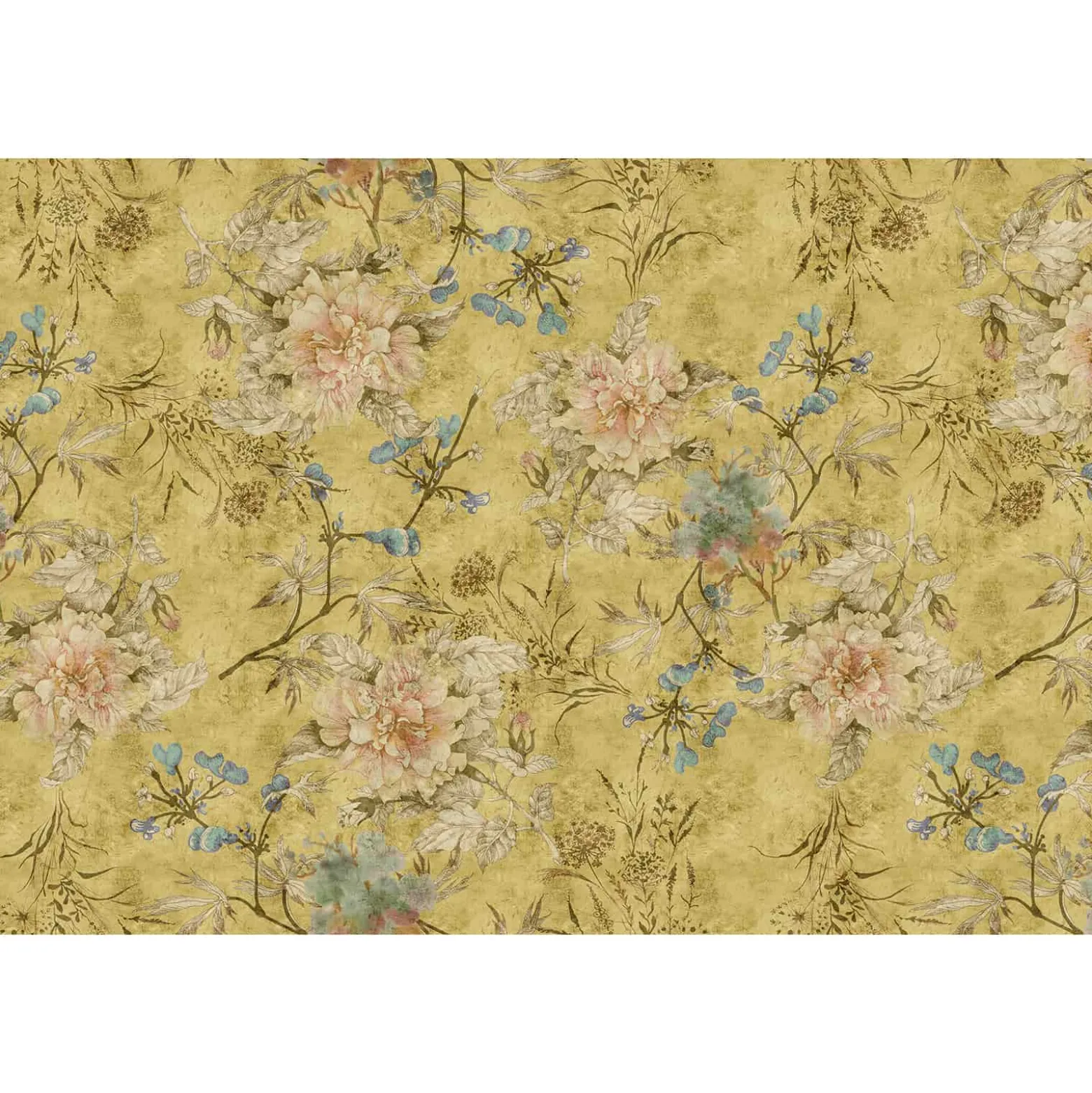 Fototapete Vlies Blüten Floral Vintage gelb Premium