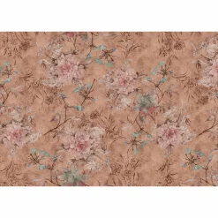 Fototapete Vlies Blüten Floral Vintage rosa rot Premium
