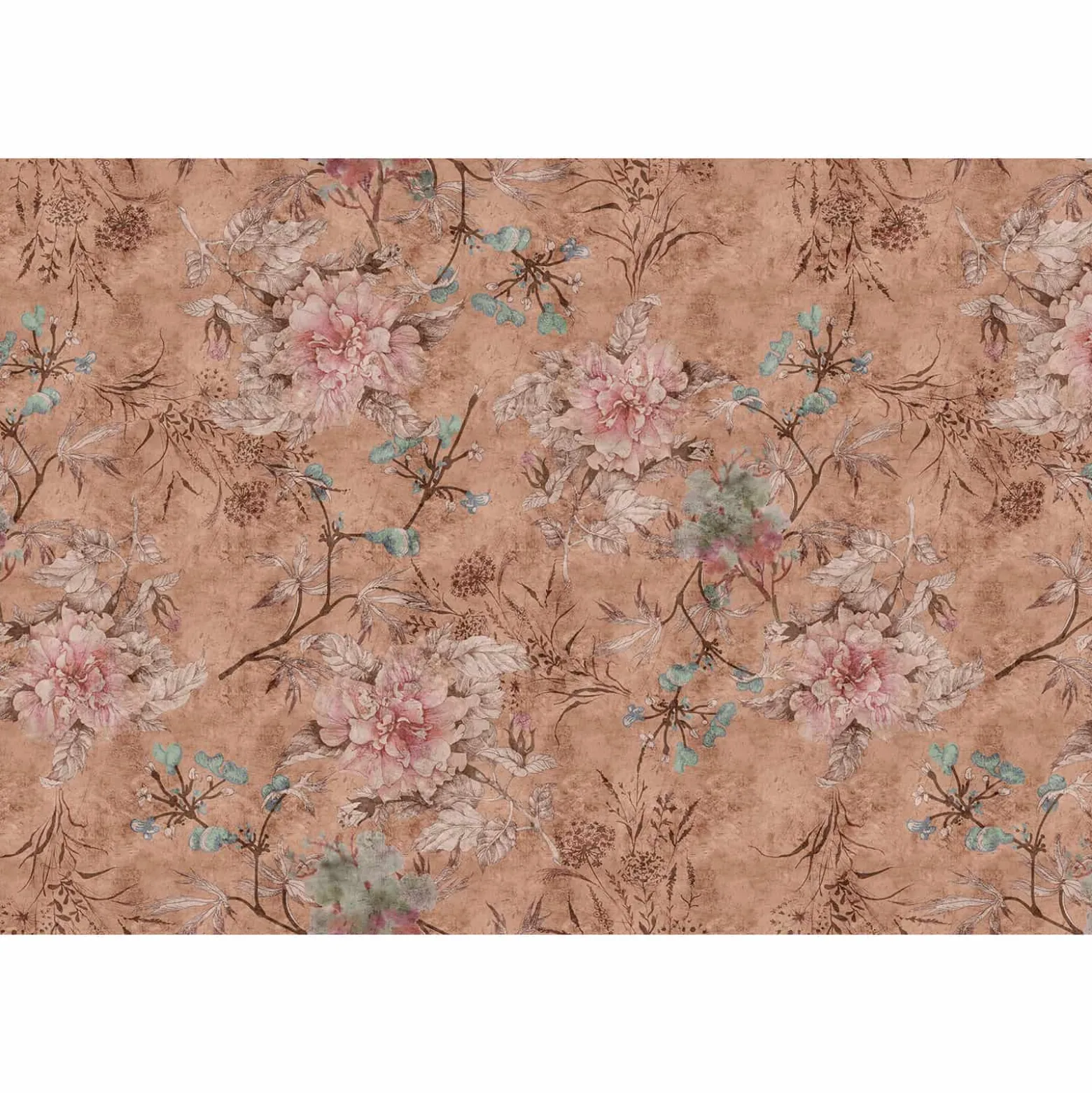 Fototapete Vlies Blüten Floral Vintage rosa rot Premium